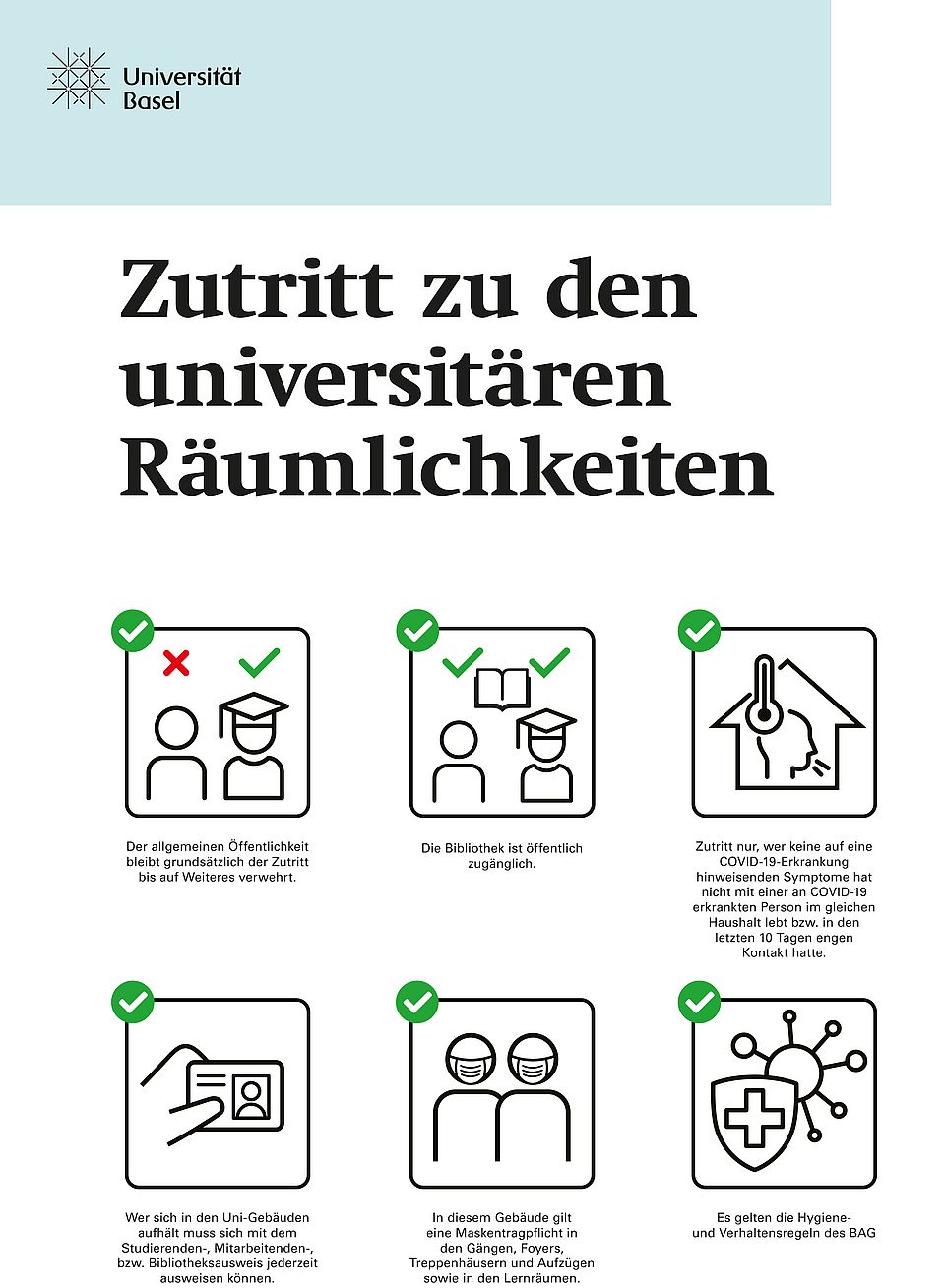 Zutritt zu den universitären Räumlichkeiten